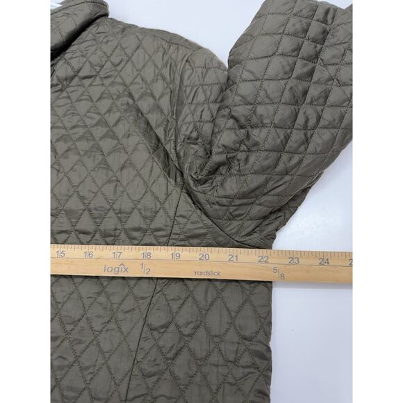 Barbour Womens Jacket Size 10 Green Quilted Snap Button Up Collared - Picture 7 of 10